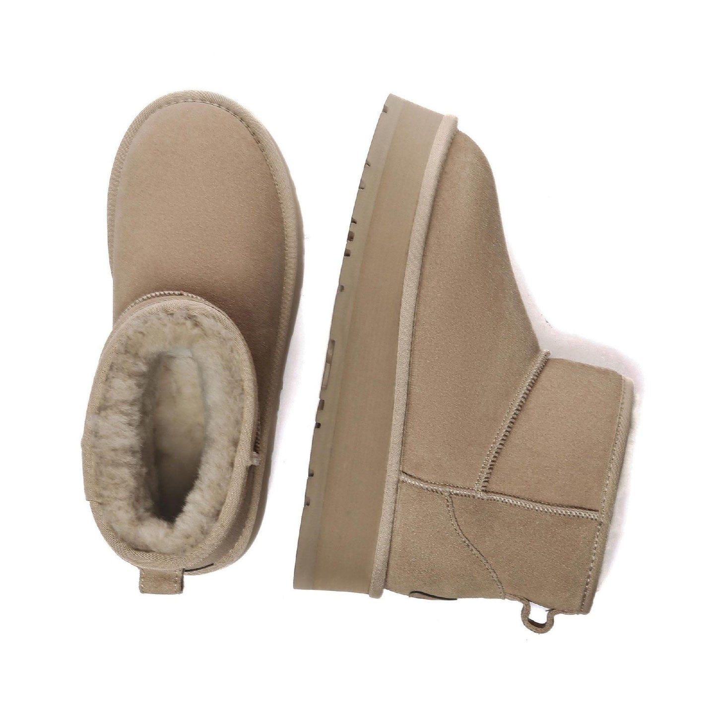 Brown - Back - EverAu Womens-Ladies Dusky Classic Cow Suede Mini Boots