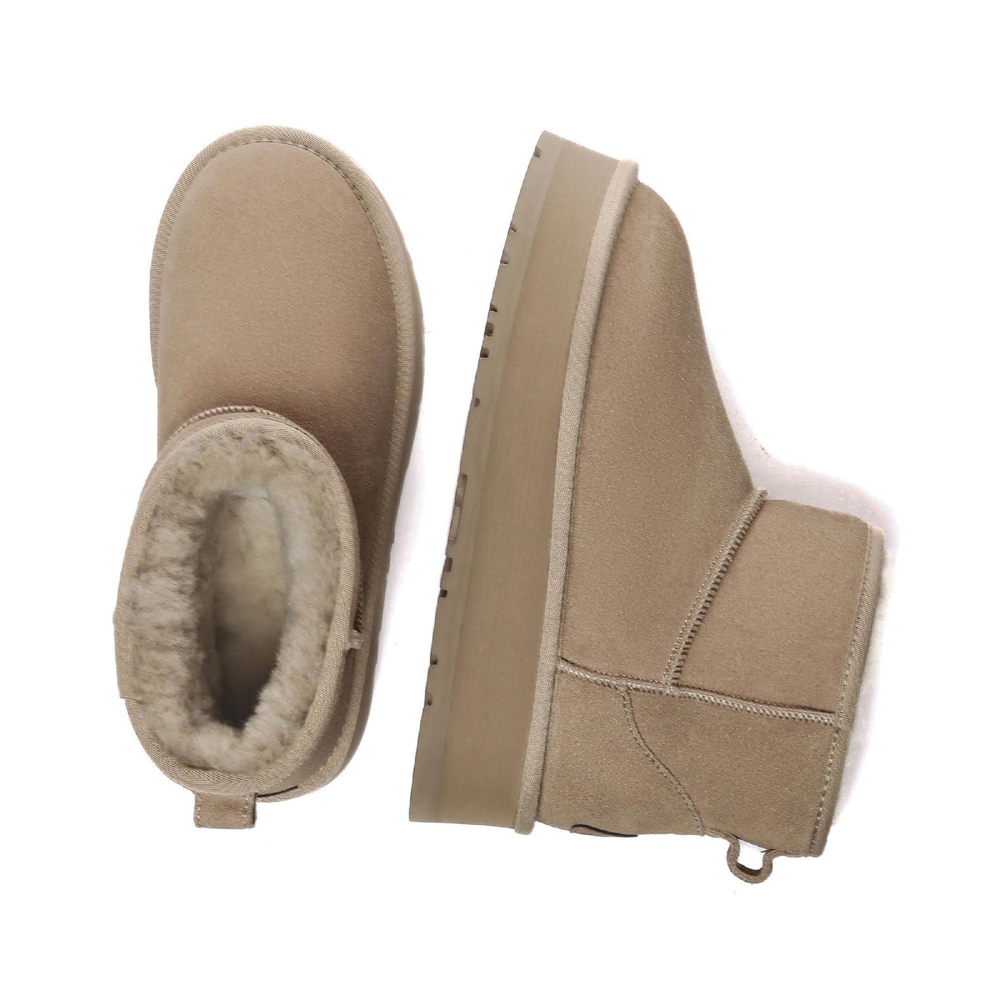 Brown - Back - EverAu Womens-Ladies Dusky Classic Cow Suede Mini Boots
