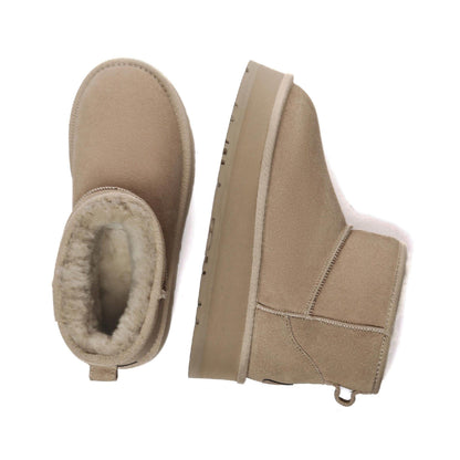Brown - Back - EverAu Womens-Ladies Dusky Classic Cow Suede Mini Boots