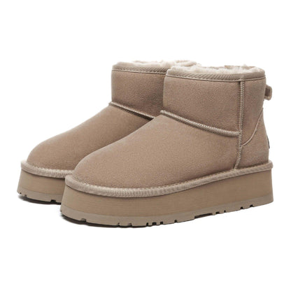 Brown - Side - EverAu Womens-Ladies Dusky Classic Cow Suede Mini Boots