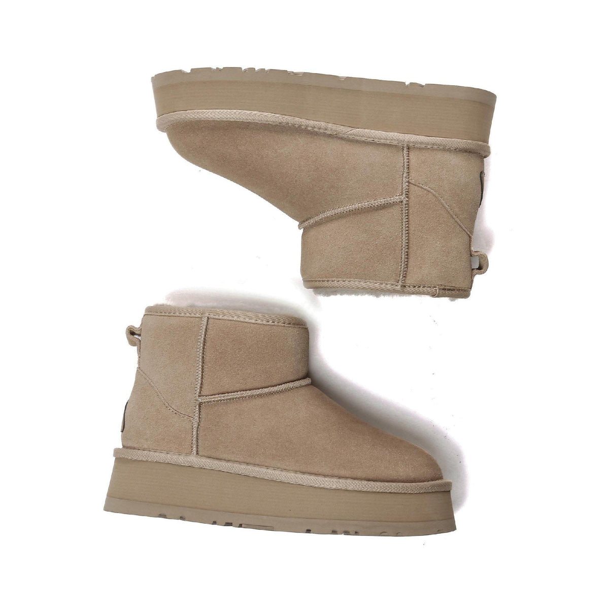 Brown - Close up - EverAu Womens-Ladies Dusky Classic Cow Suede Mini Boots