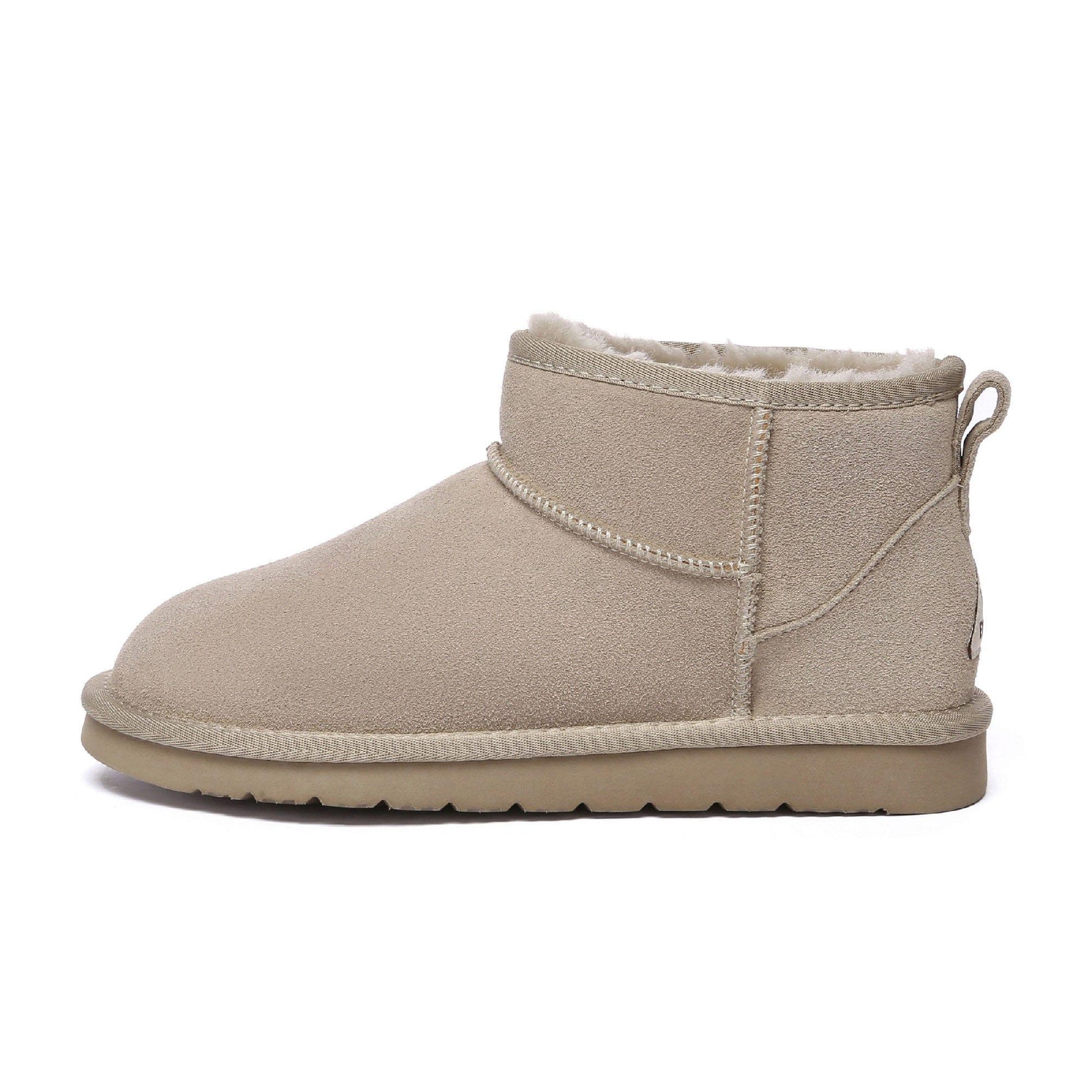 Sand - Front - EverAu Womens-Ladies Finch Ultra Classic Cow Suede Mini Boots