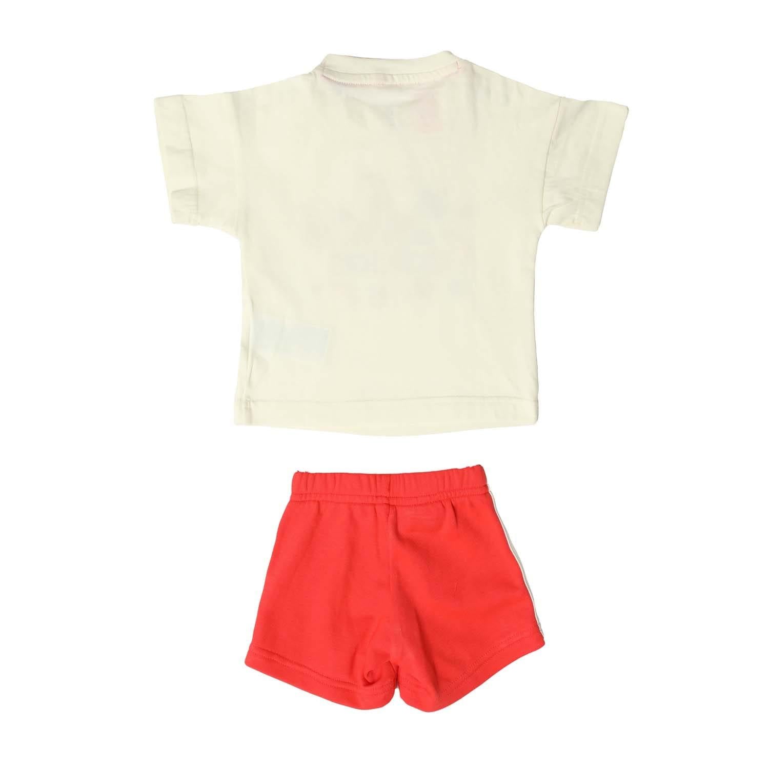 White-Red - Back - Adidas Childrens-Kids Essentials Fruit All-Over Print Top & Bottom Set
