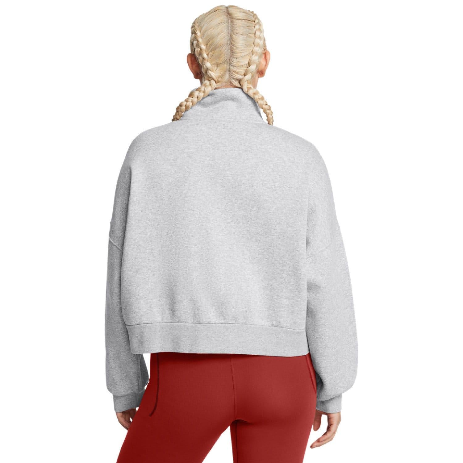 Grey - Back - Under Armour Womens-Ladies Icon Half Zip Oversized Fleece Top