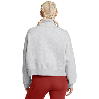 Grey - Back - Under Armour Womens-Ladies Icon Half Zip Oversized Fleece Top