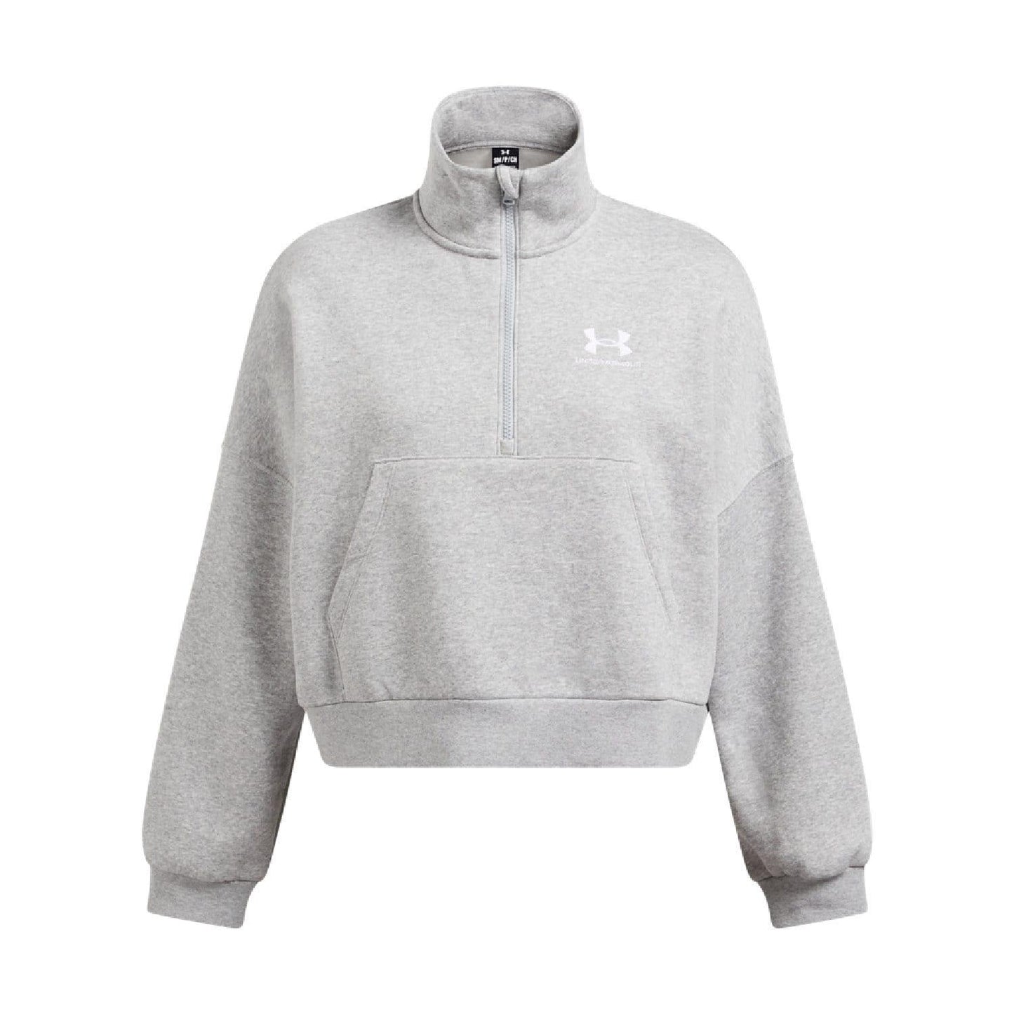 Grey - Side - Under Armour Womens-Ladies Icon Half Zip Oversized Fleece Top