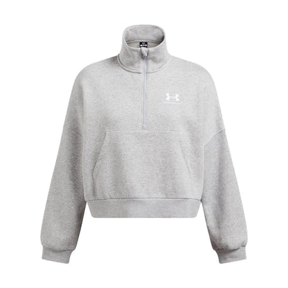Grey - Side - Under Armour Womens-Ladies Icon Half Zip Oversized Fleece Top