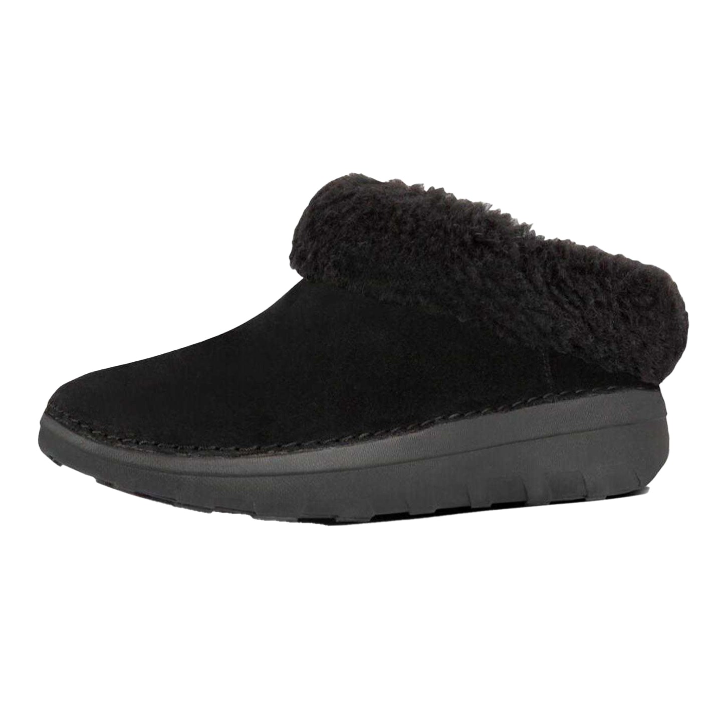 Black - Front - Fit Flop Womens-Ladies Loaff II Shearling Snug Fit Slippers