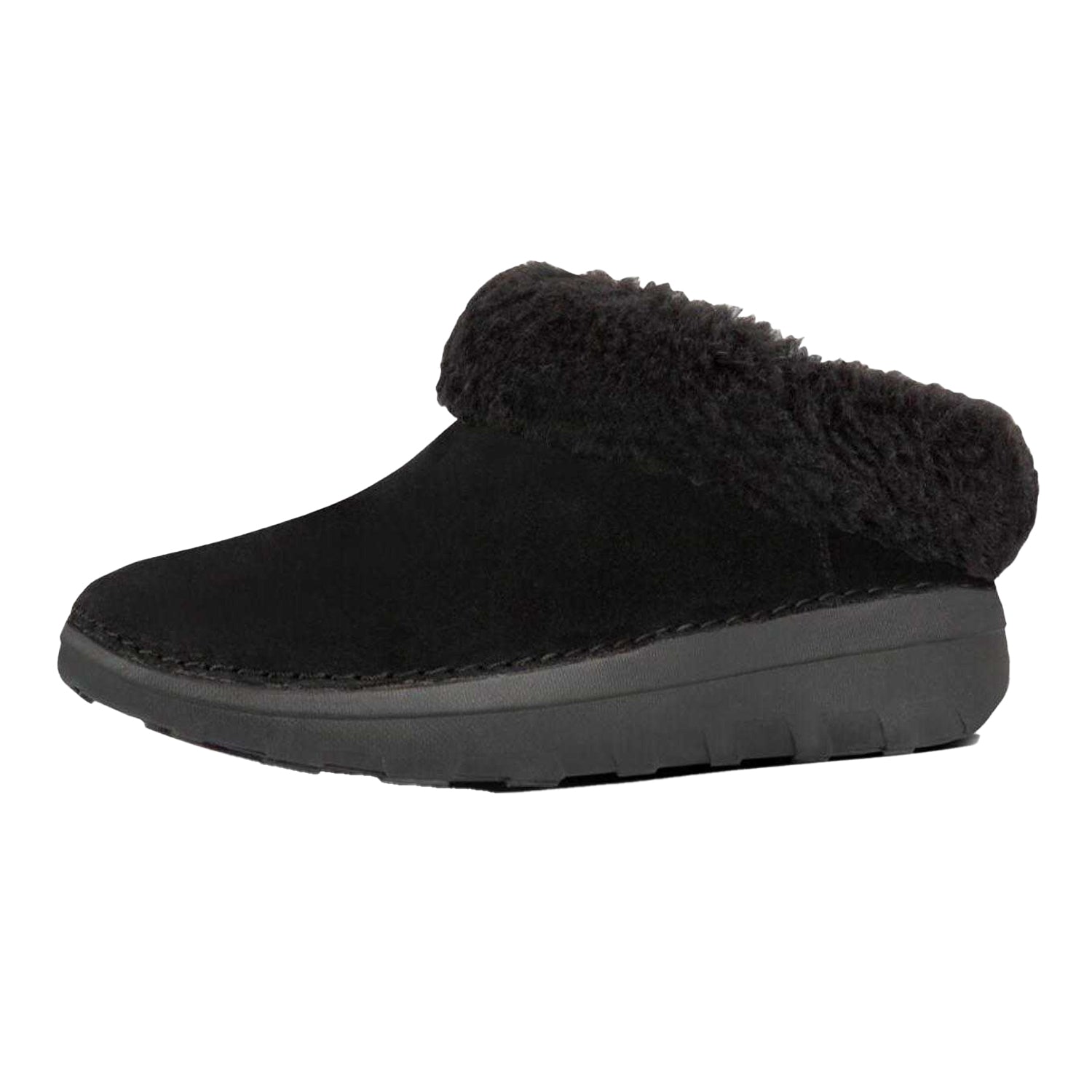 Black - Front - Fit Flop Womens-Ladies Loaff II Shearling Snug Fit Slippers