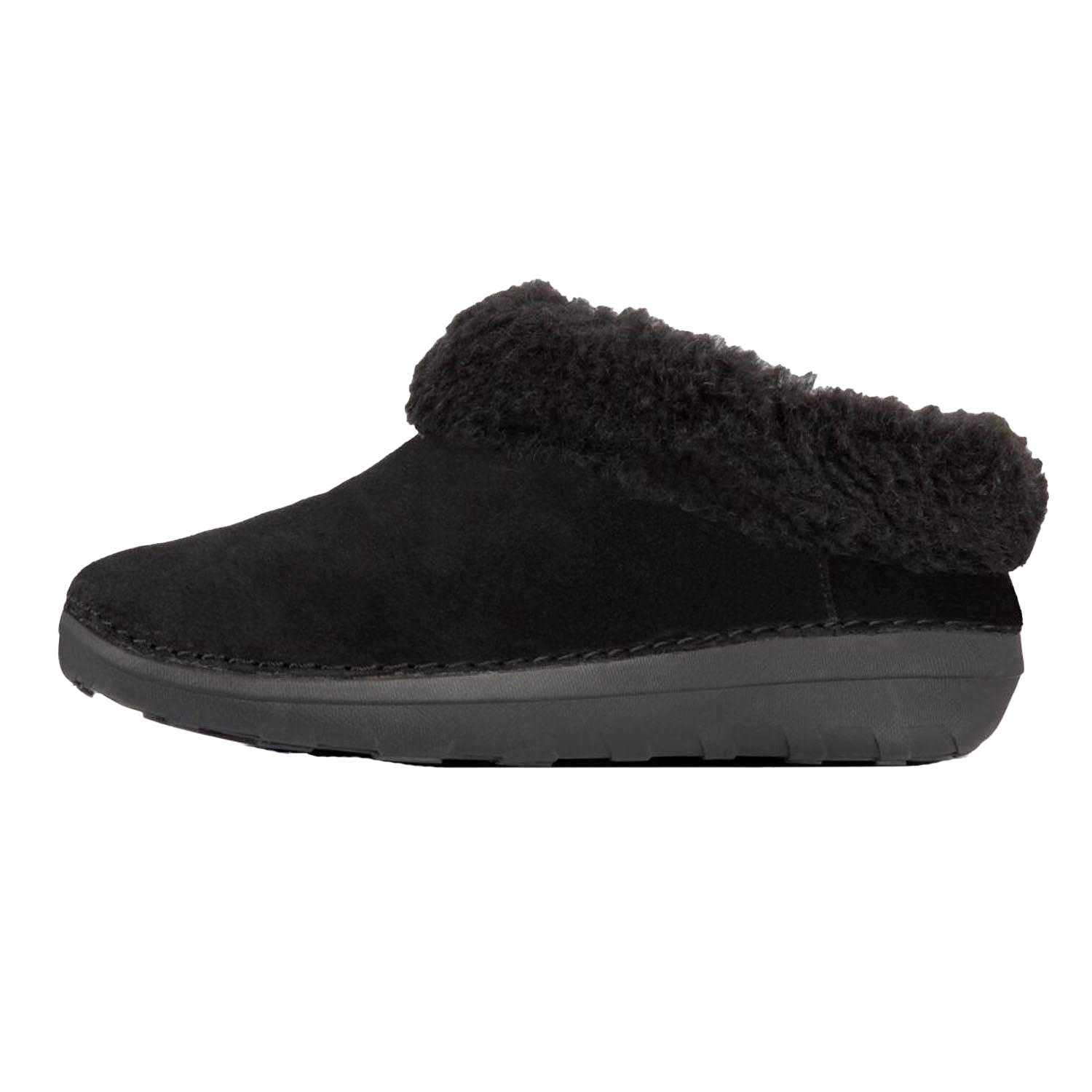 Black - Back - Fit Flop Womens-Ladies Loaff II Shearling Snug Fit Slippers
