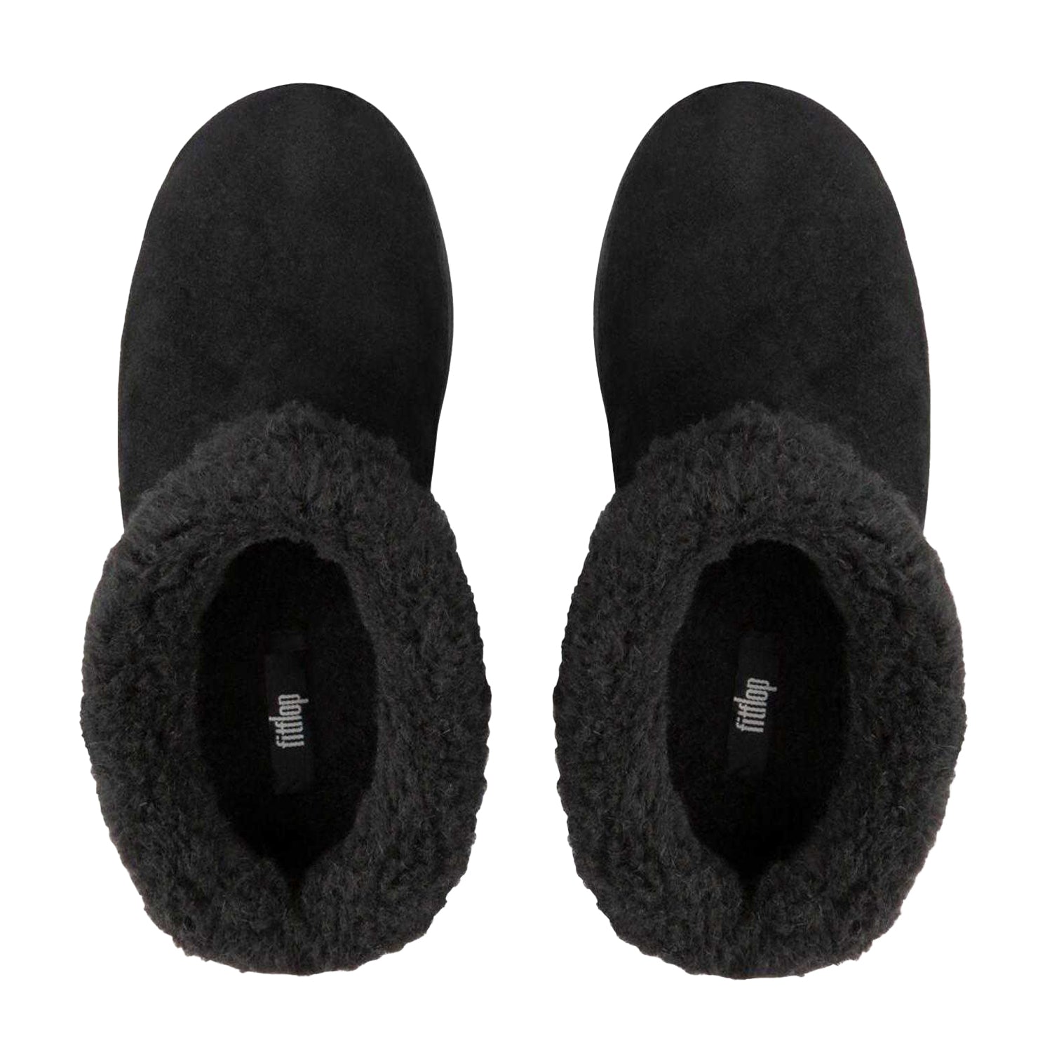 Black - Side - Fit Flop Womens-Ladies Loaff II Shearling Snug Fit Slippers