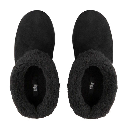 Black - Side - Fit Flop Womens-Ladies Loaff II Shearling Snug Fit Slippers