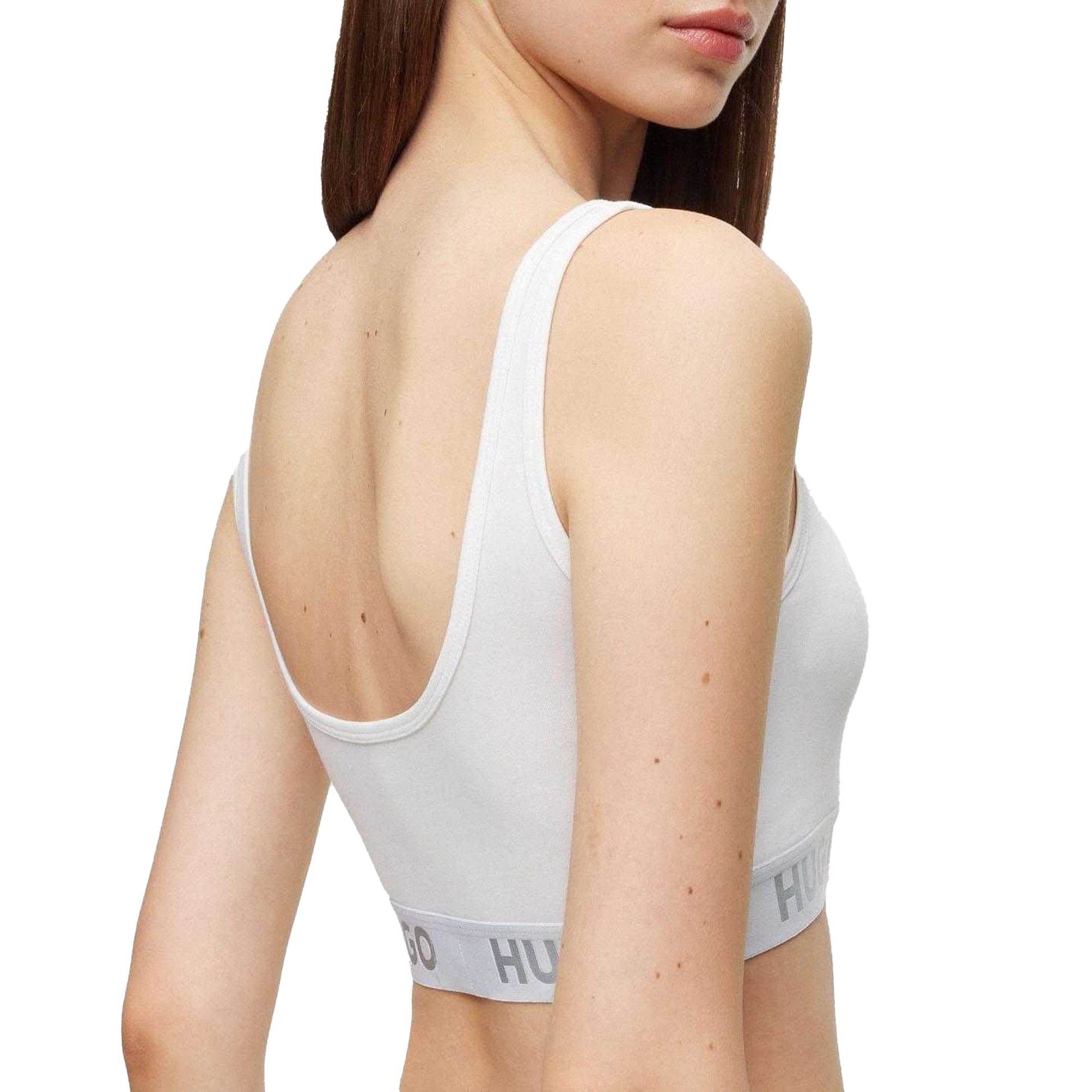 White - Back - Hugo Womens-Ladies Logo Sports Bra