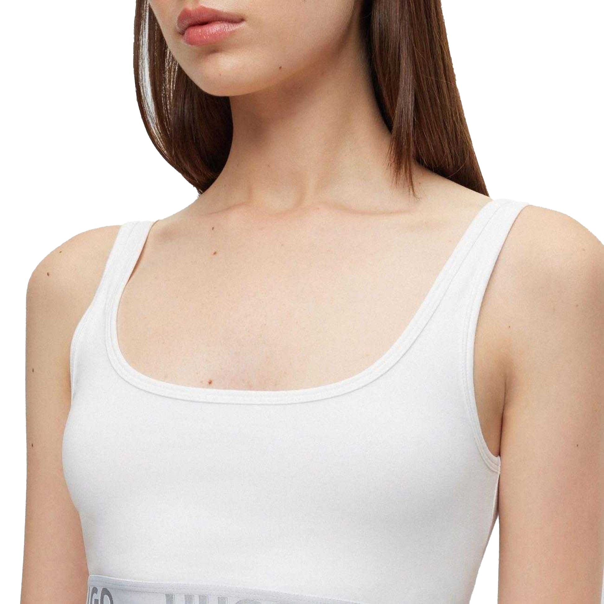 White - Side - Hugo Womens-Ladies Logo Sports Bra