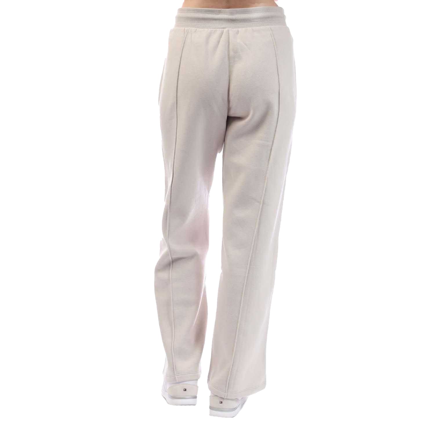 Beige - Back - DKNY Womens-Ladies Embellished Logo Trousers