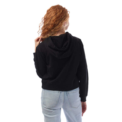 Black - Back - DKNY Womens-Ladies Studded Logo Full Zip Hoodie