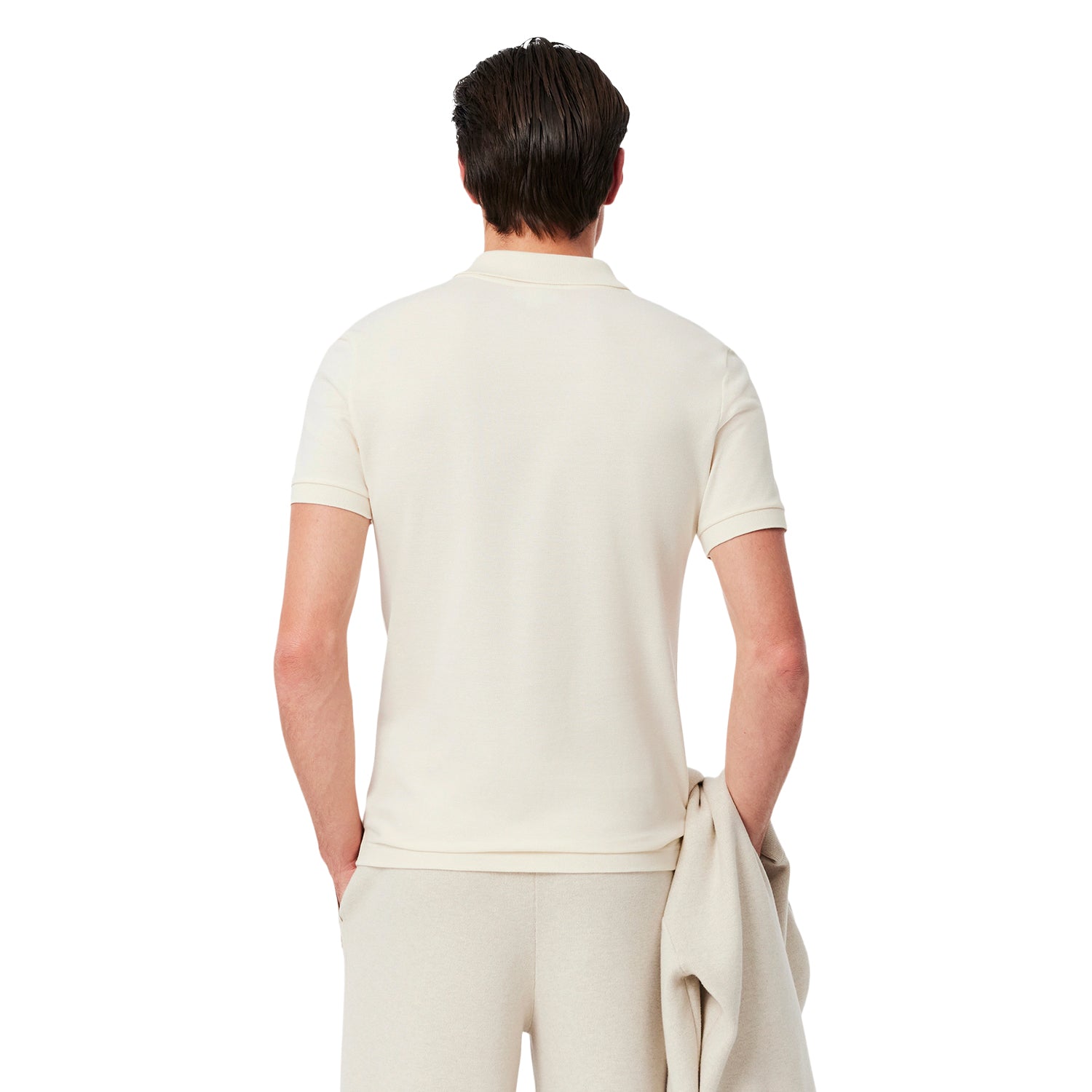 Cream - Back - Lacoste Mens L.12.12 Pique Slim Polo Shirt