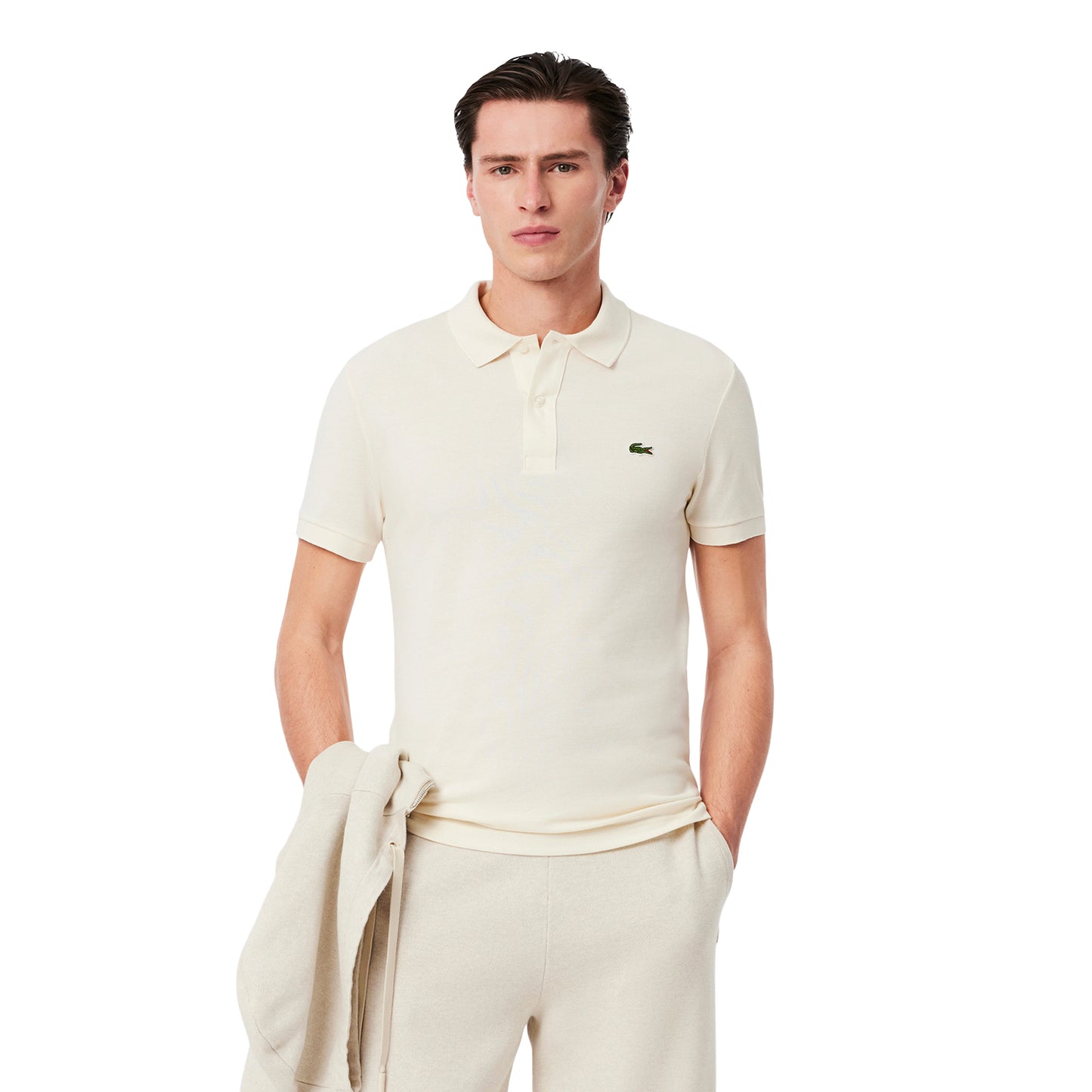 Cream - Side - Lacoste Mens L.12.12 Pique Slim Polo Shirt