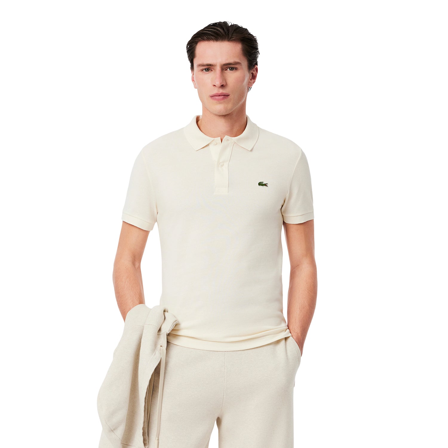 Cream - Side - Lacoste Mens L.12.12 Pique Slim Polo Shirt
