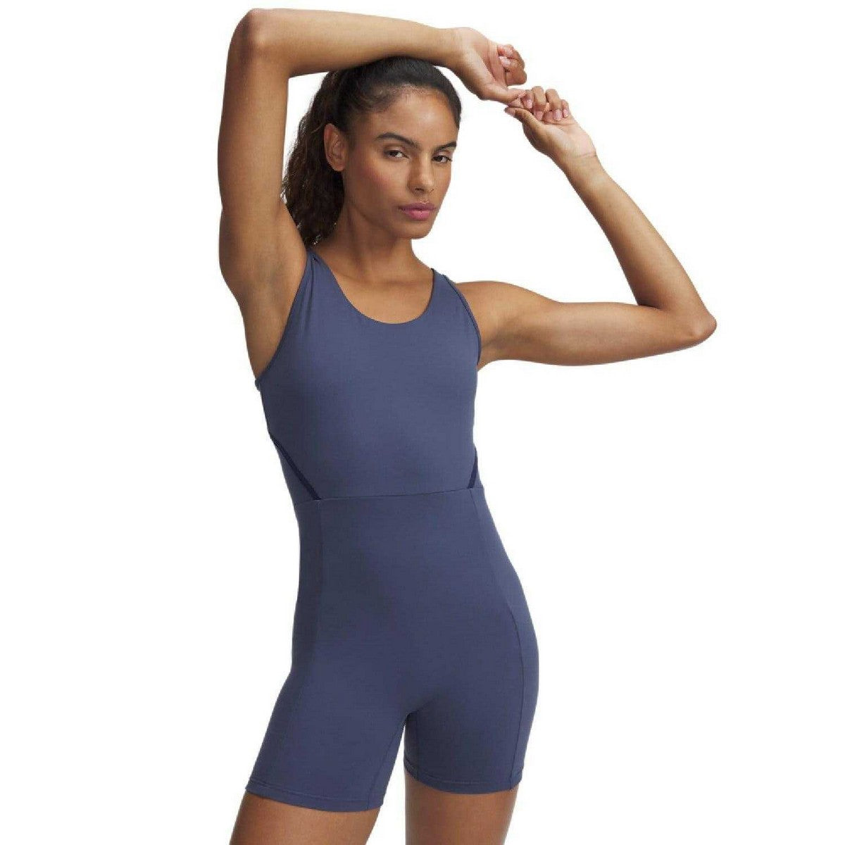 Grey - Front - Under Armour Womens-Ladies Motion Short Bodysuit