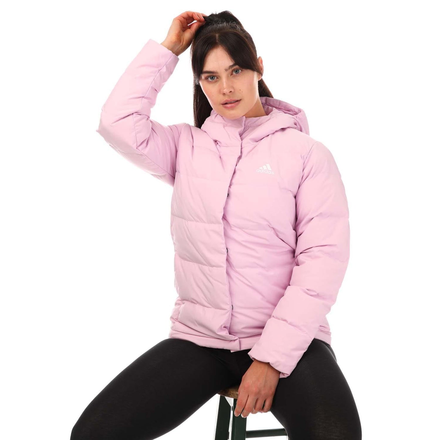 Lilac - Side - Adidas Womens-Ladies Helionic Hooded Down Jacket