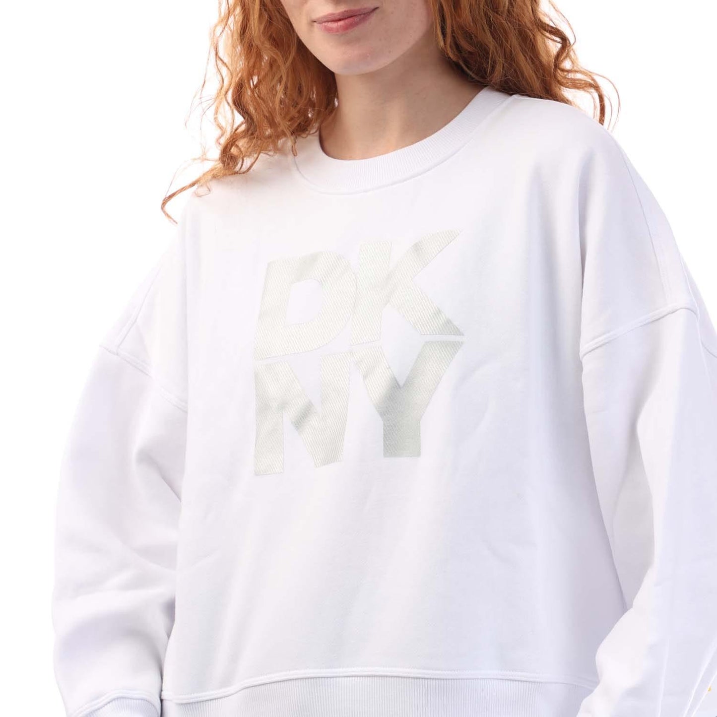 White-Silver - Back - DKNY Womens-Ladies Foil Logo Sweatshirt