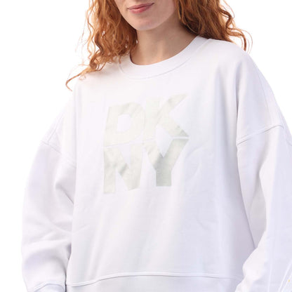 White-Silver - Back - DKNY Womens-Ladies Foil Logo Sweatshirt