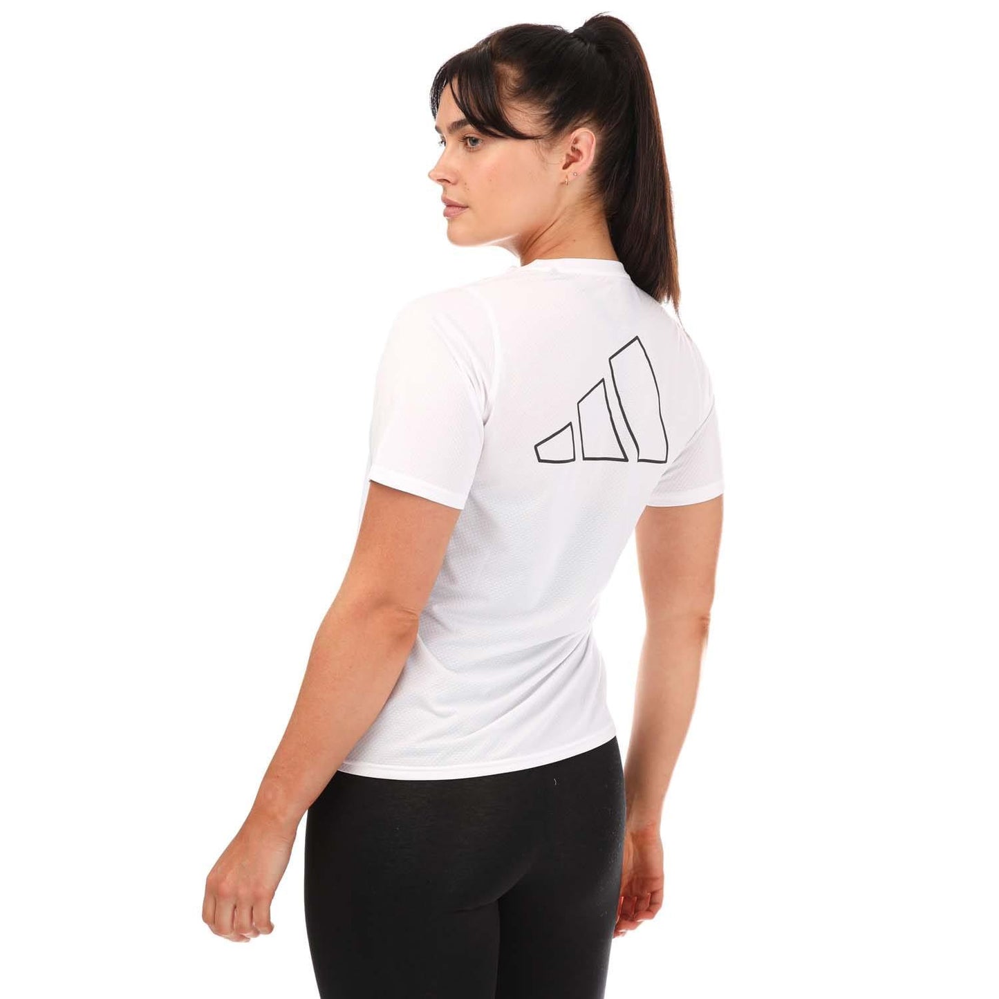 White - Back - Adidas Womens-Ladies Run Icon Running T-Shirt