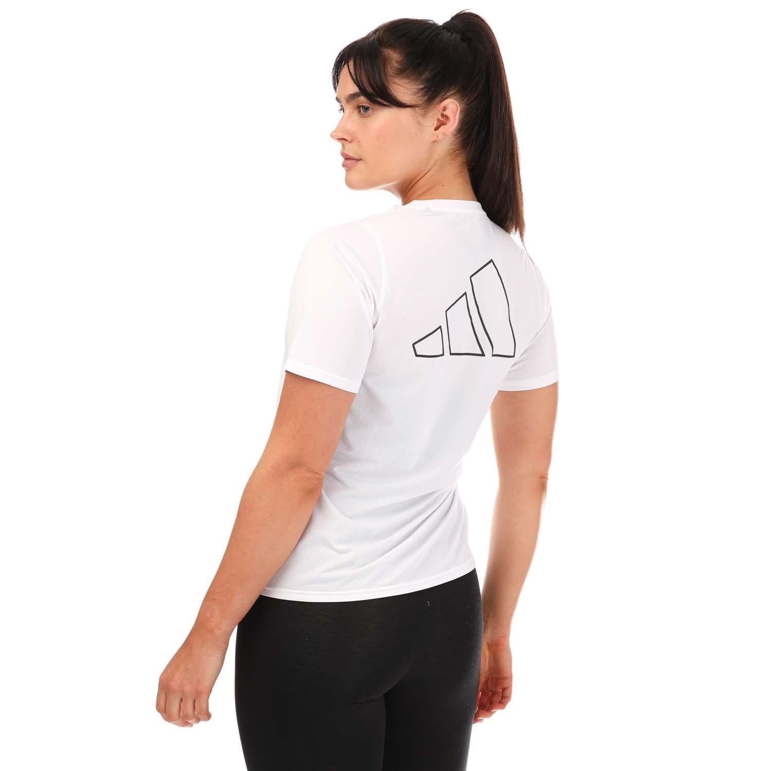 White - Back - Adidas Womens-Ladies Run Icon Running T-Shirt