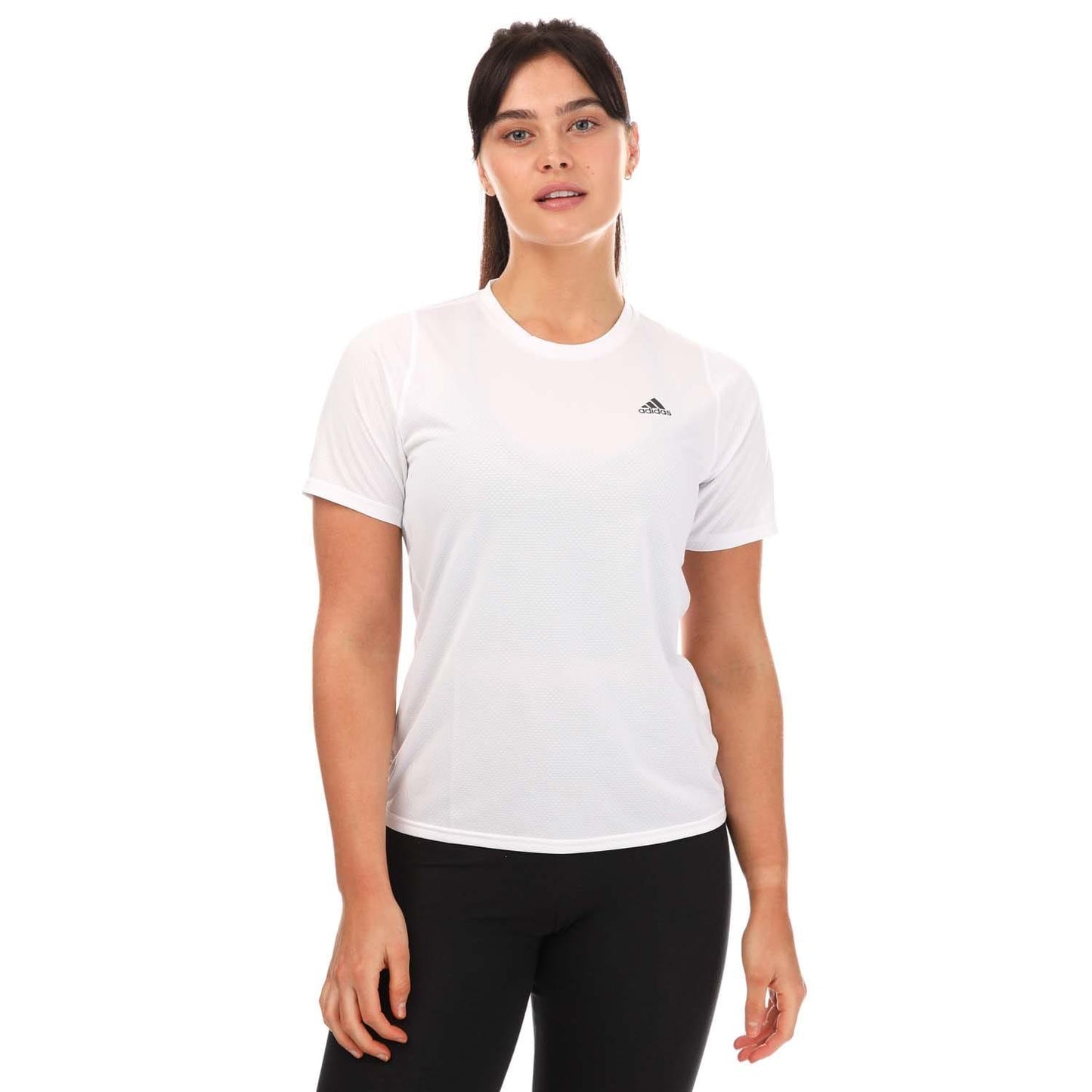 White - Front - Adidas Womens-Ladies Run Icon Running T-Shirt