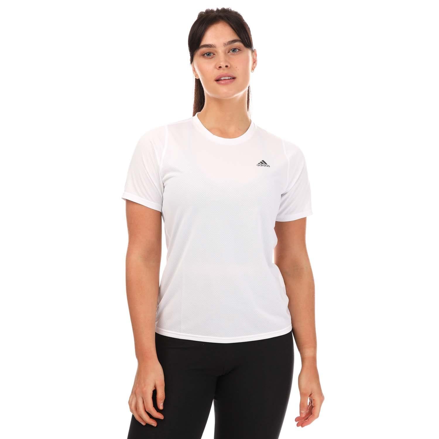 White - Front - Adidas Womens-Ladies Run Icon Running T-Shirt