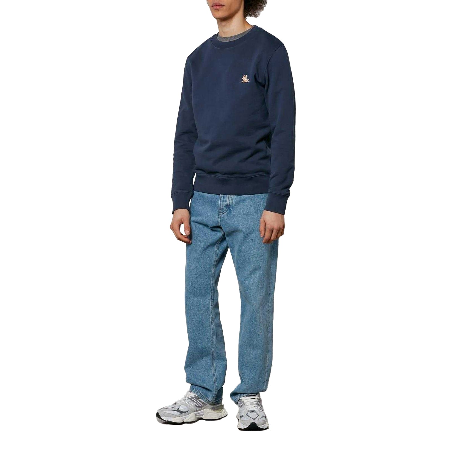 Blue - Back - Maison Kitsuné Mens Chillax Patch Regular Sweatshirt