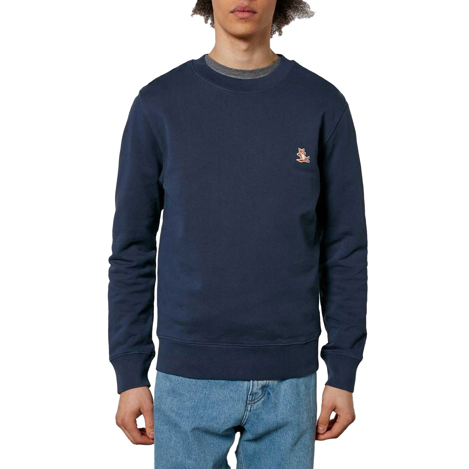 Blue - Front - Maison Kitsuné Mens Chillax Patch Regular Sweatshirt