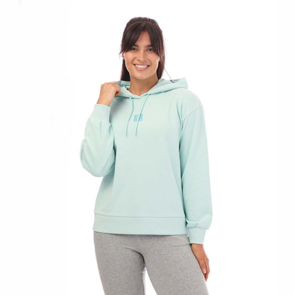 Light Blue - Front - Timberland Womens-Ladies Stacked Logo Loop Back Hoodie