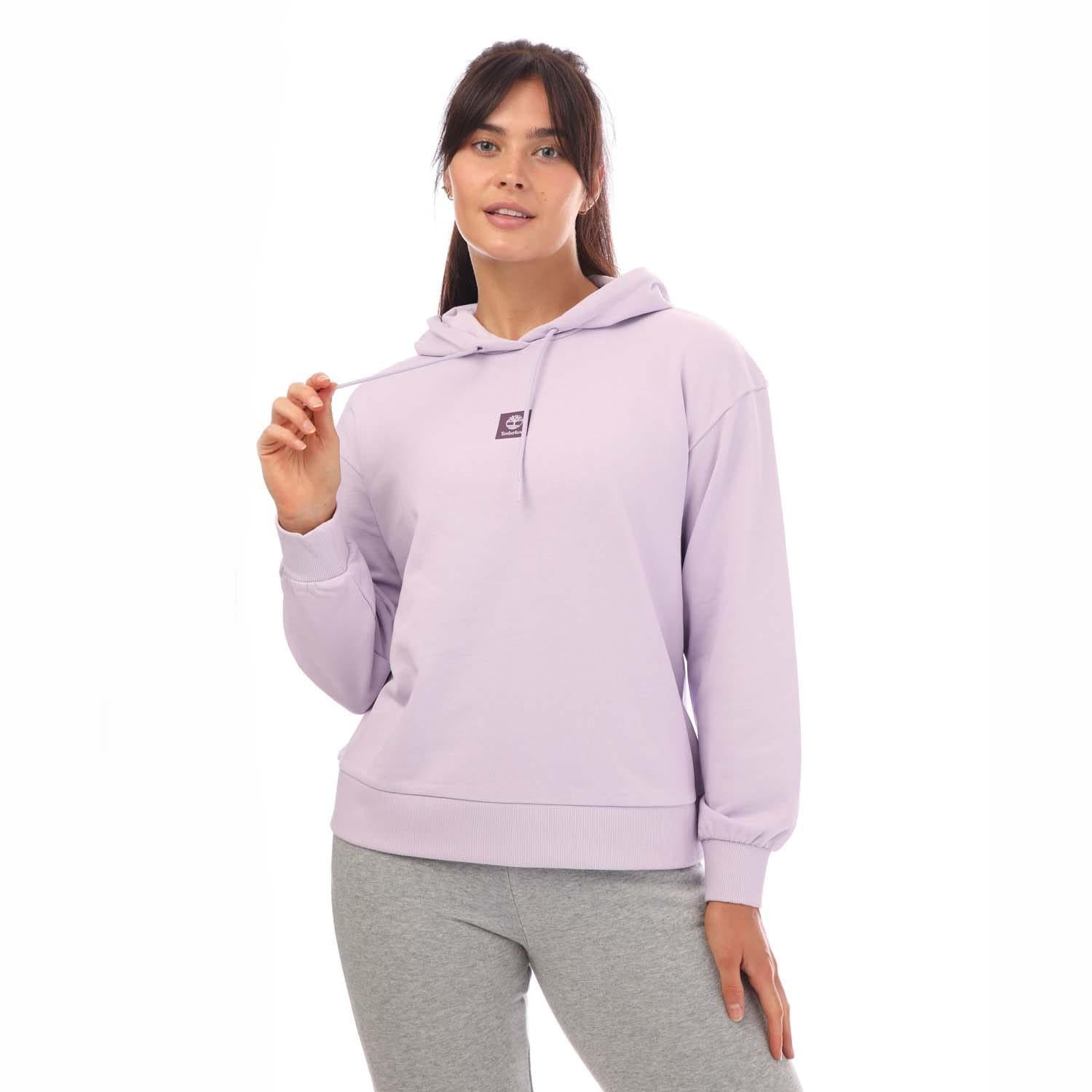 Lilac - Side - Timberland Womens-Ladies Stacked Logo Loop Back Hoodie