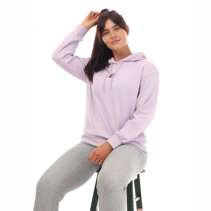 Lilac - Pack Shot - Timberland Womens-Ladies Stacked Logo Loop Back Hoodie