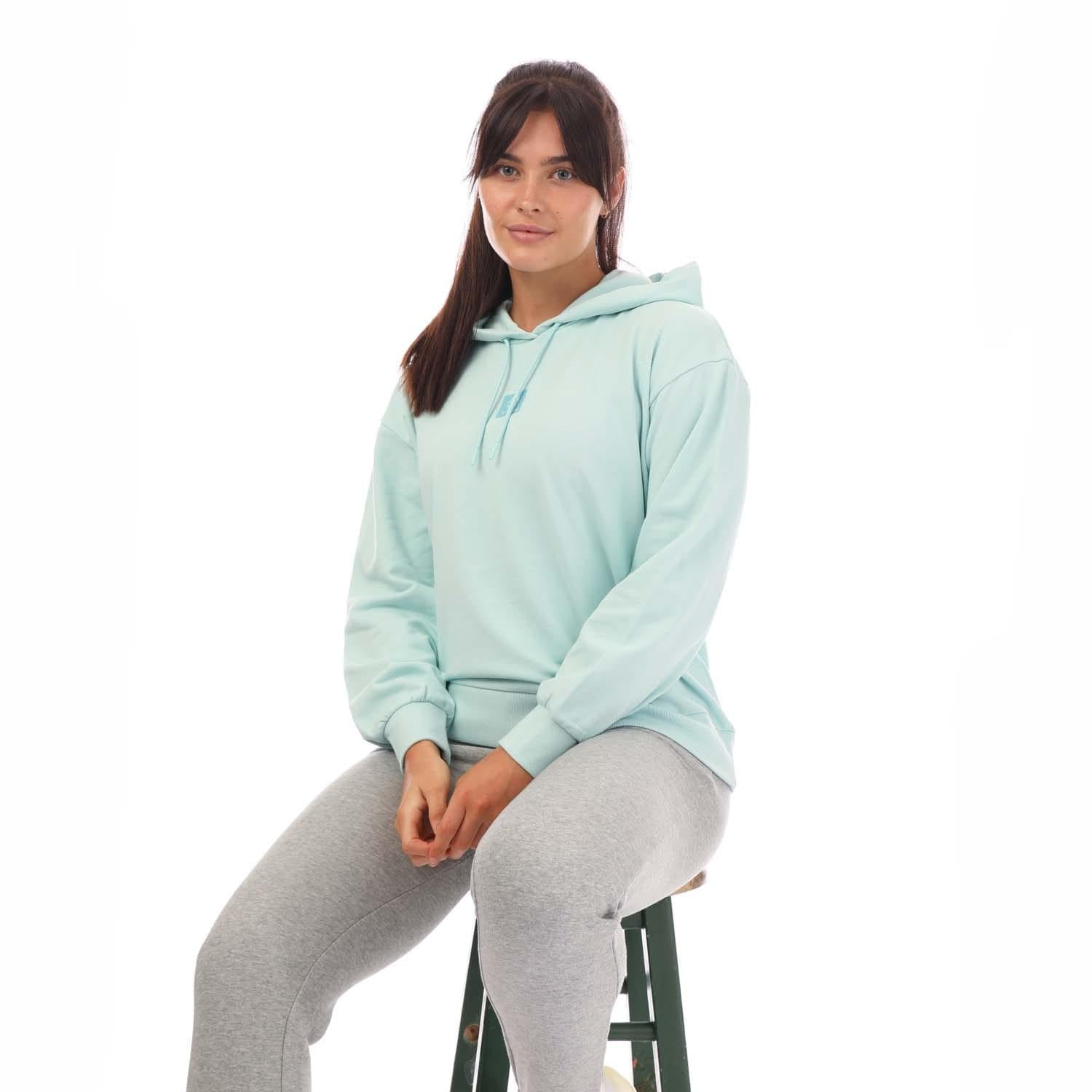 Light Blue - Side - Timberland Womens-Ladies Stacked Logo Loop Back Hoodie