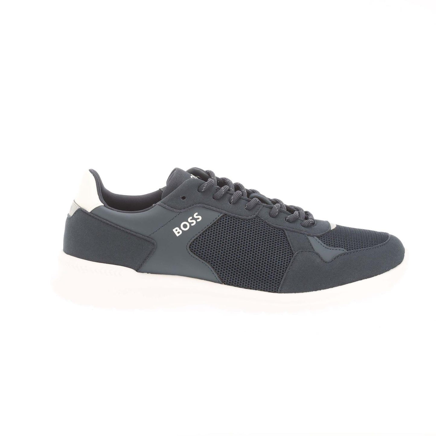 Dark Blue-White - Front - Boss Mens Extreme Suede Running Trainers