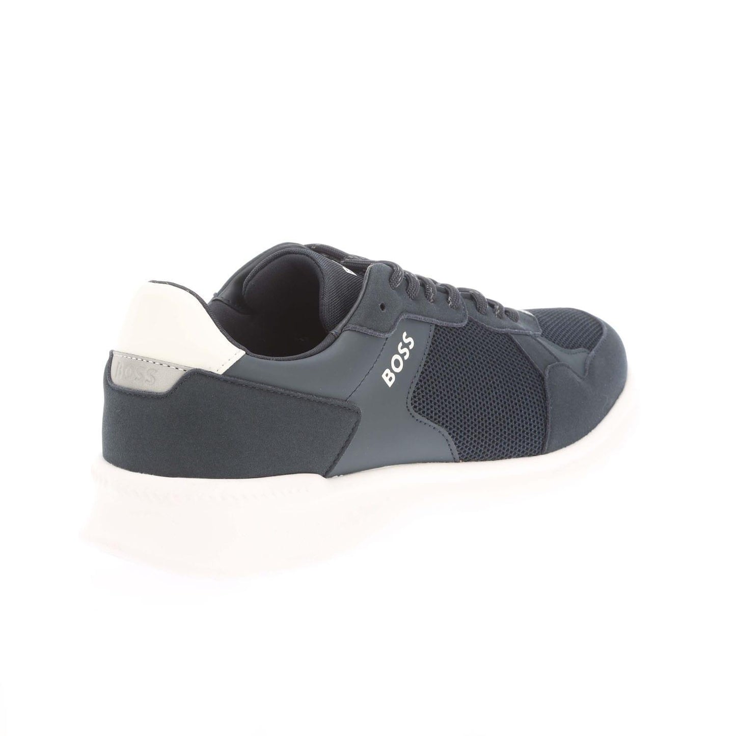 Dark Blue-White - Side - Boss Mens Extreme Suede Running Trainers
