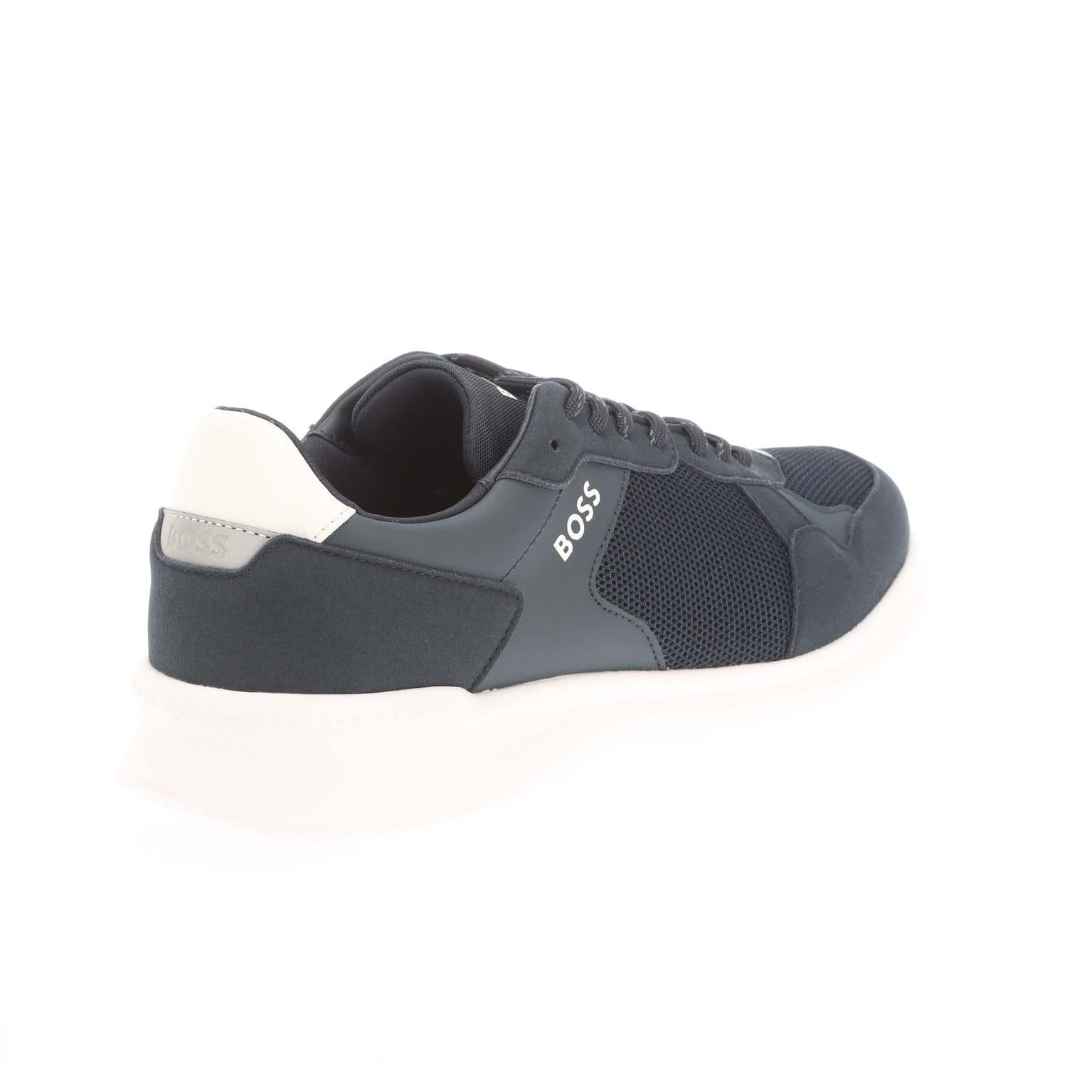 Dark Blue-White - Side - Boss Mens Extreme Suede Running Trainers