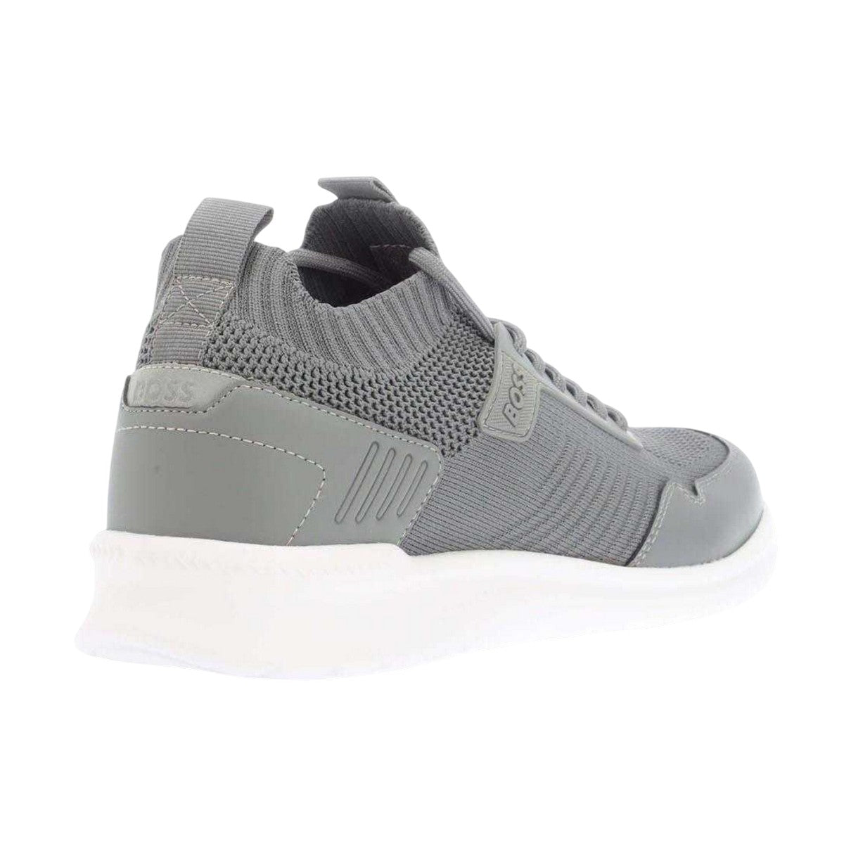 Grey - Pack Shot - Boss Mens Extreme Suede Running Trainers