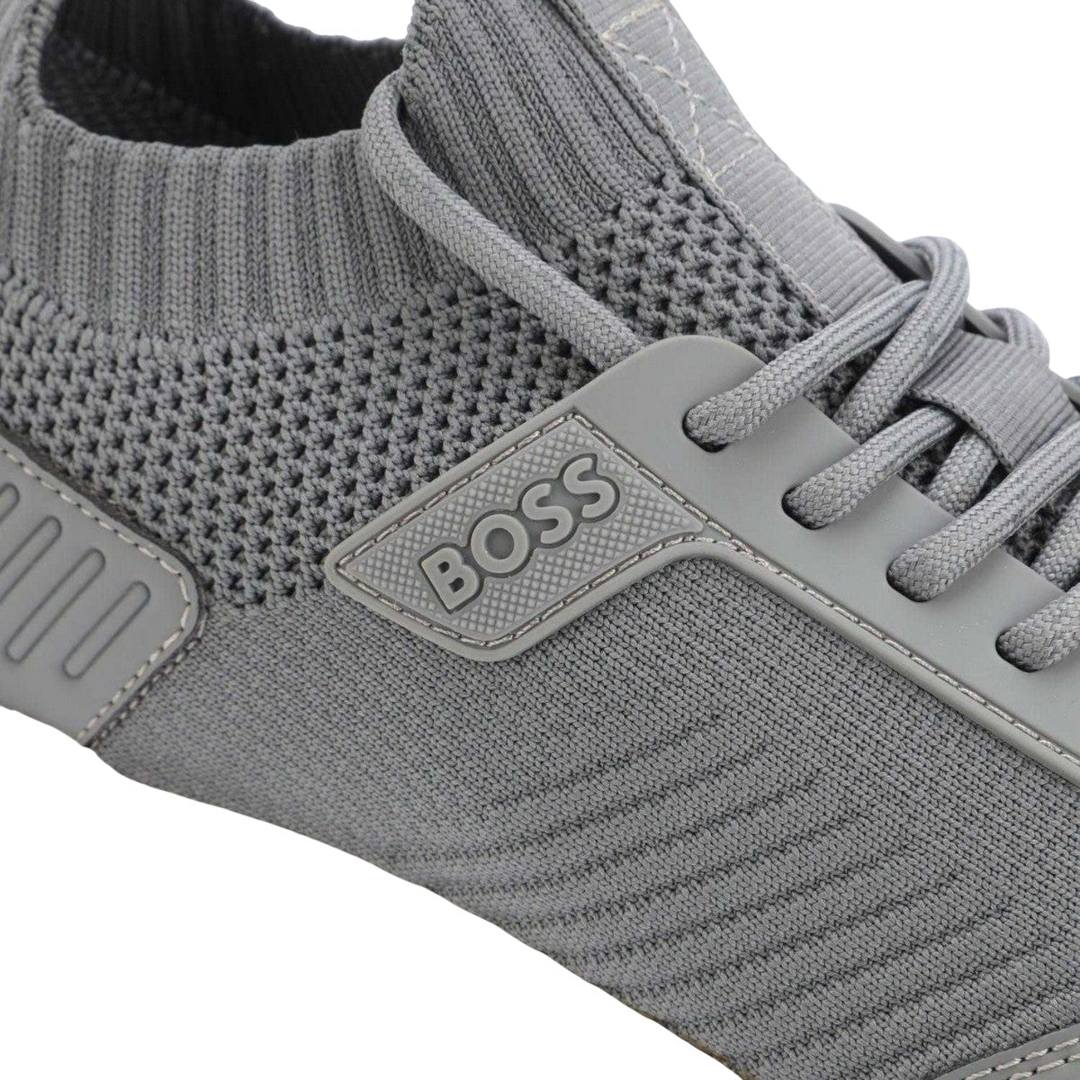 Grey - Close up - Boss Mens Extreme Suede Running Trainers
