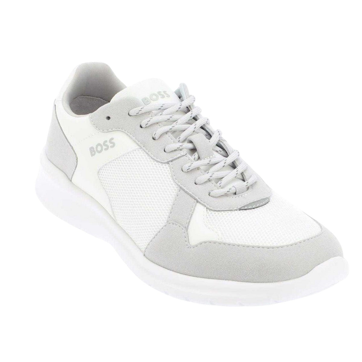 White - Front - Boss Mens Extreme Suede Running Trainers