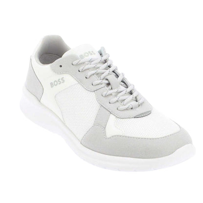 White - Front - Boss Mens Extreme Suede Running Trainers
