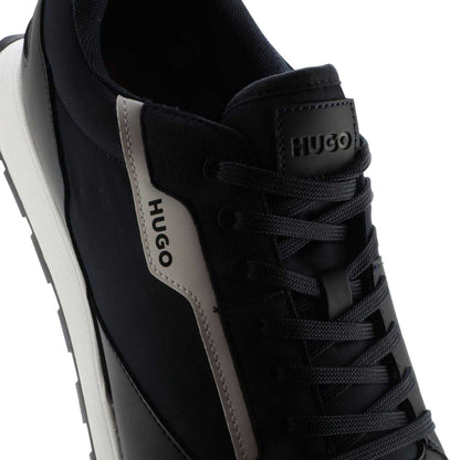 Dark Blue - Close up - Hugo Mens Icelin Suede Running Trainers
