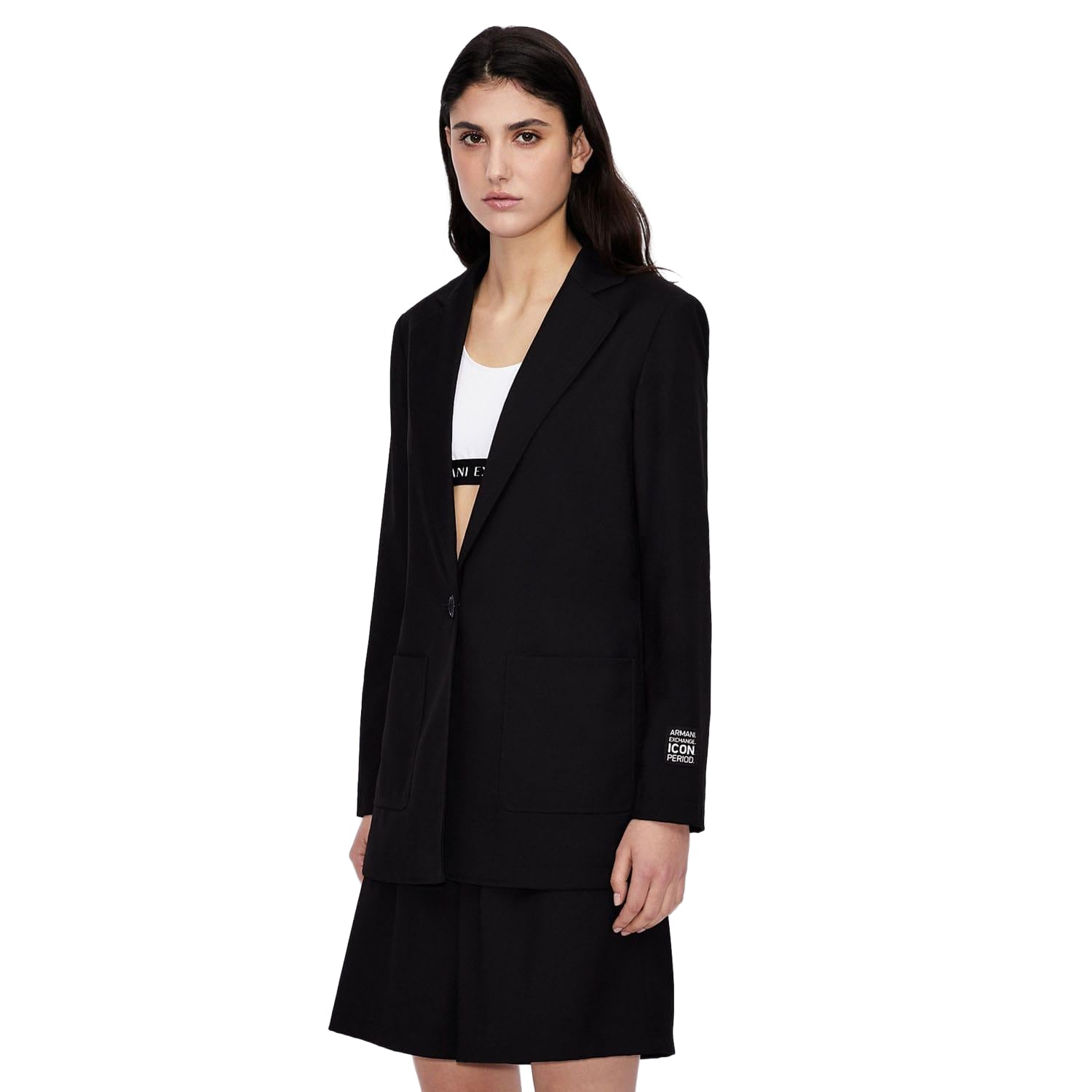 Black - Side - Armani Exchange Womens-Ladies Plain Blazer