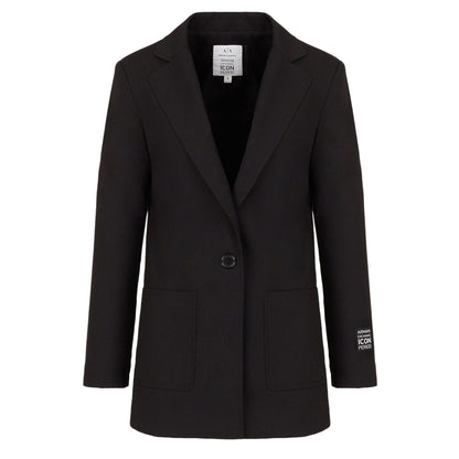 Black - Front - Armani Exchange Womens-Ladies Plain Blazer