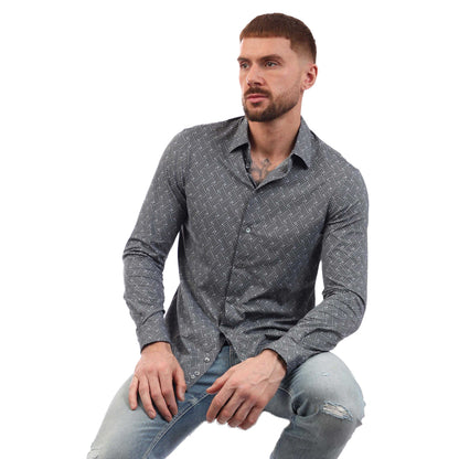 Grey - Lifestyle - Emporio Armani Mens Patterned Shirt