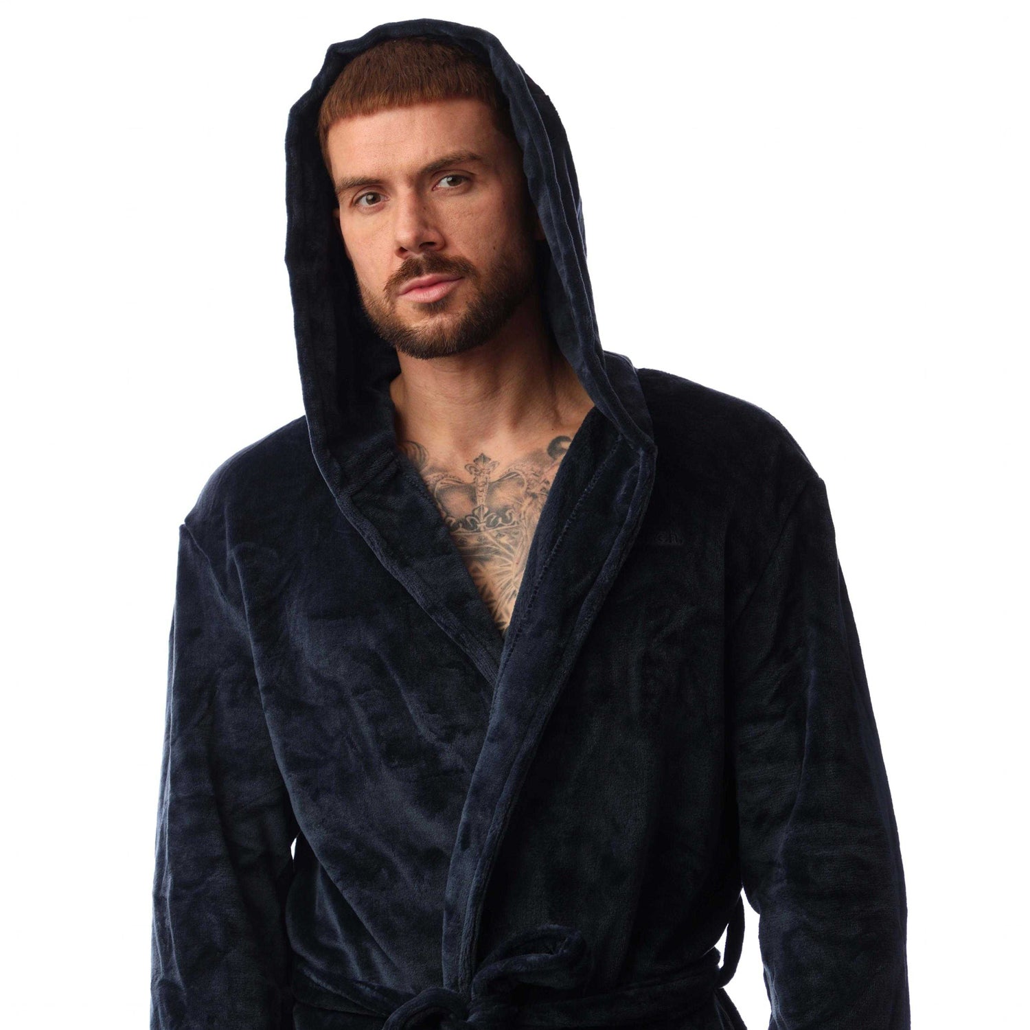 Navy - Side - Bench Mens Enstrada Fleece Dressing Gown