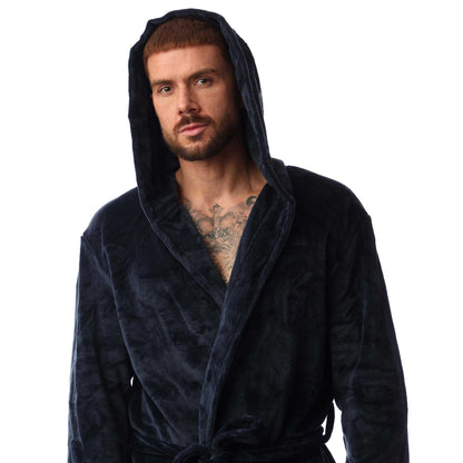 Navy - Side - Bench Mens Enstrada Fleece Dressing Gown